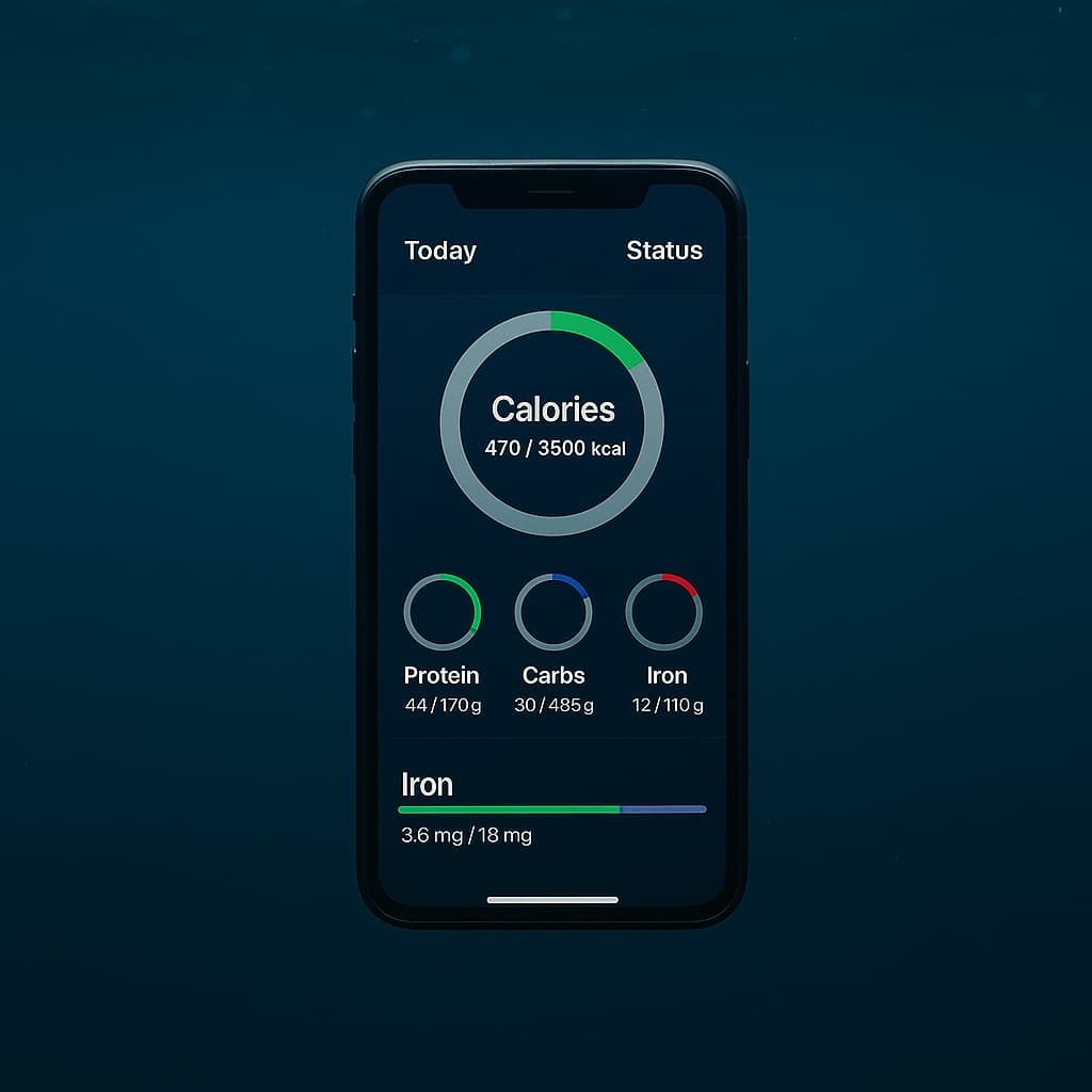 Dashboard screen showing daily calorie and macro progress